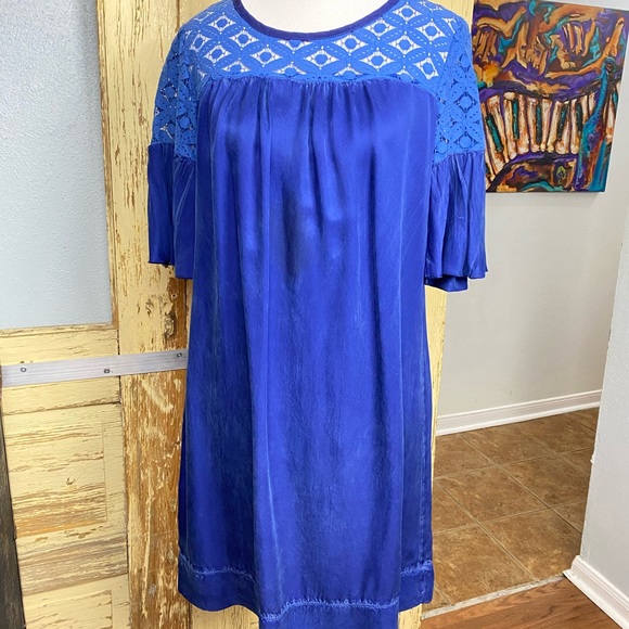 Ella Moss Ruffle Sleeve Royal Blue Dress Sz S - Picture 1 of 5